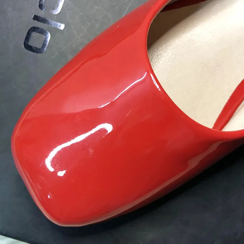 Advbridge  -  Pu Leather Women Flats Square Head Chinese Red Flat Shoes for Women Size 33-43 Zapatos Planos De Mujer Nice Quality Slipons