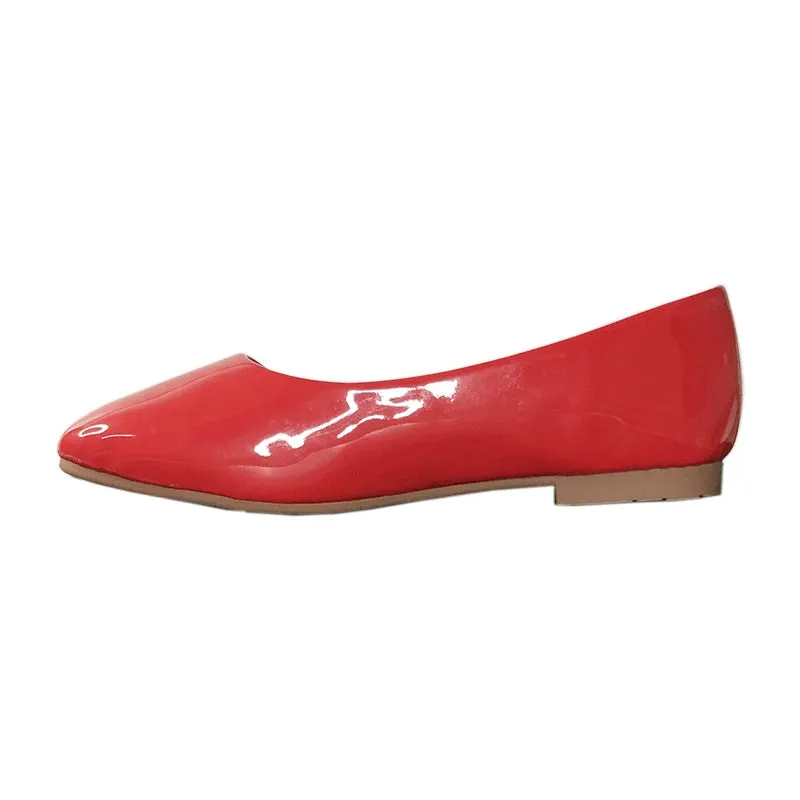 Advbridge  -  Pu Leather Women Flats Square Head Chinese Red Flat Shoes for Women Size 33-43 Zapatos Planos De Mujer Nice Quality Slipons
