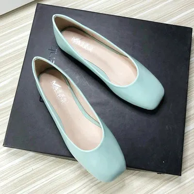 Advbridge  -  Pu Leather Women Flats Square Head Chinese Red Flat Shoes for Women Size 33-43 Zapatos Planos De Mujer Nice Quality Slipons