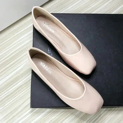 Advbridge  -  Pu Leather Women Flats Square Head Chinese Red Flat Shoes for Women Size 33-43 Zapatos Planos De Mujer Nice Quality Slipons