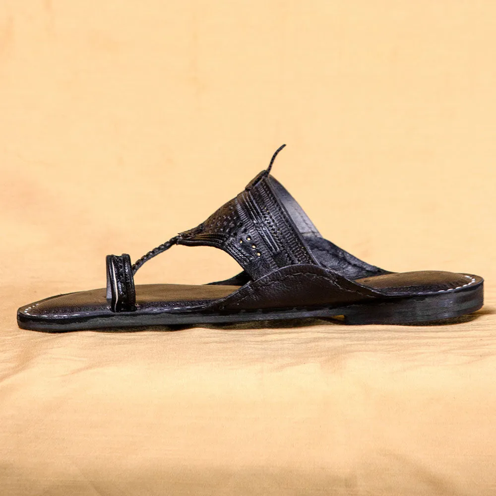 Black - Men Dress Your Feet in Colors: Classic Kolhapuri Leather Slippers