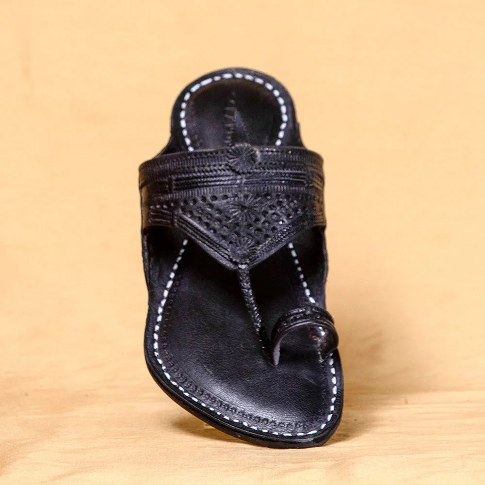 Black - Men Dress Your Feet in Colors: Classic Kolhapuri Leather Slippers