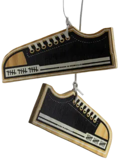 Black Shoe Tossing Wood Silkscreen Print by Skewville