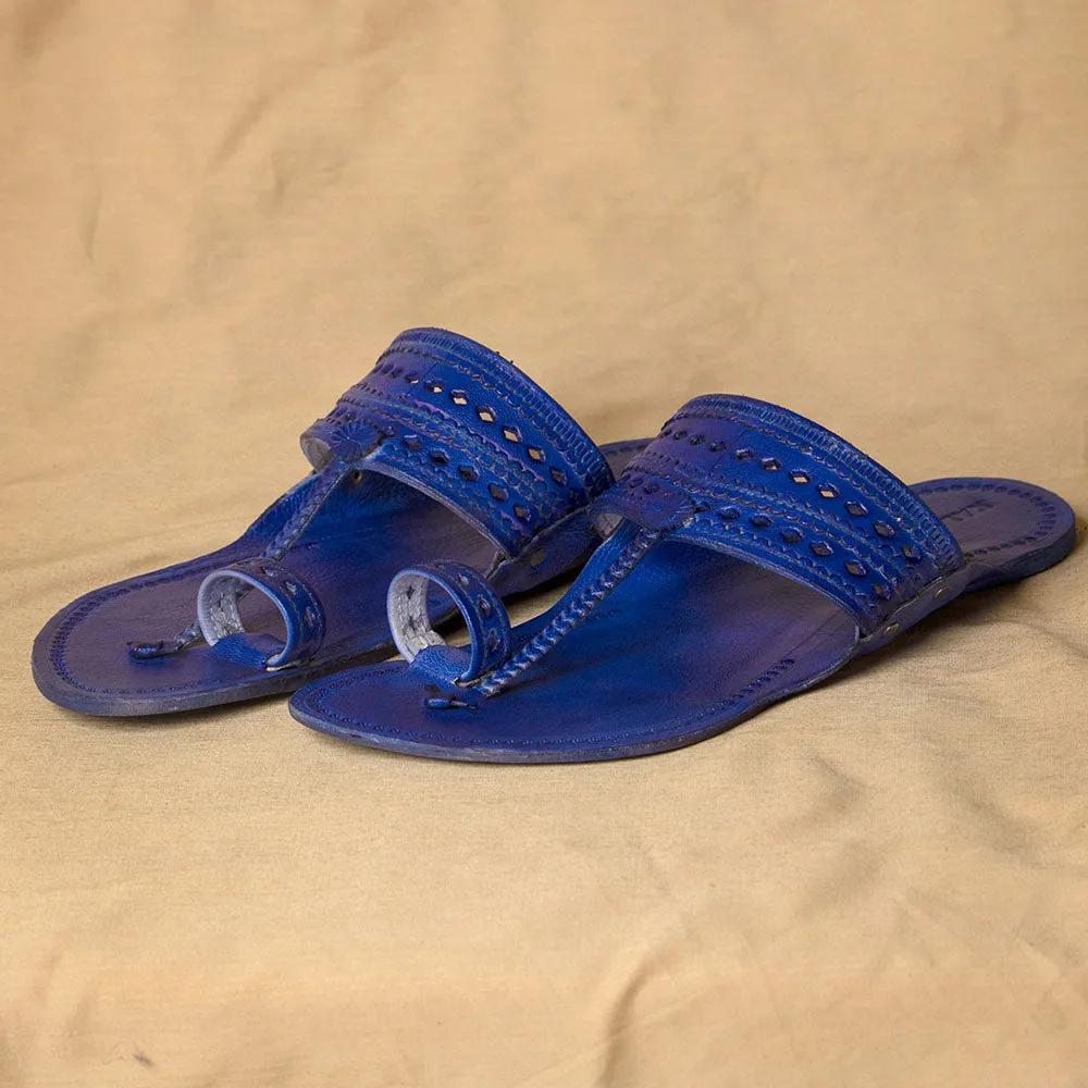 Blue - Men Modern Classics: Kolhapuri Leather Slippers