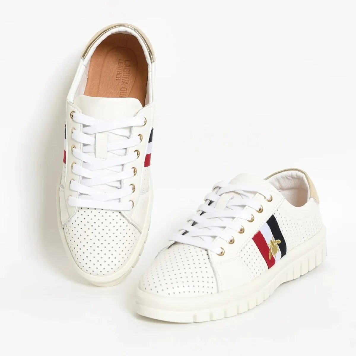 Elope Bee Leather Sneakers (White)