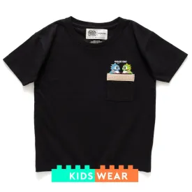 (EX459) Kids Graphic Embroidery Pocket Tee