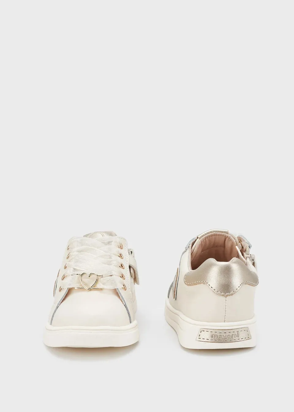 Girls Heart White Sneakers Sustainable Leather