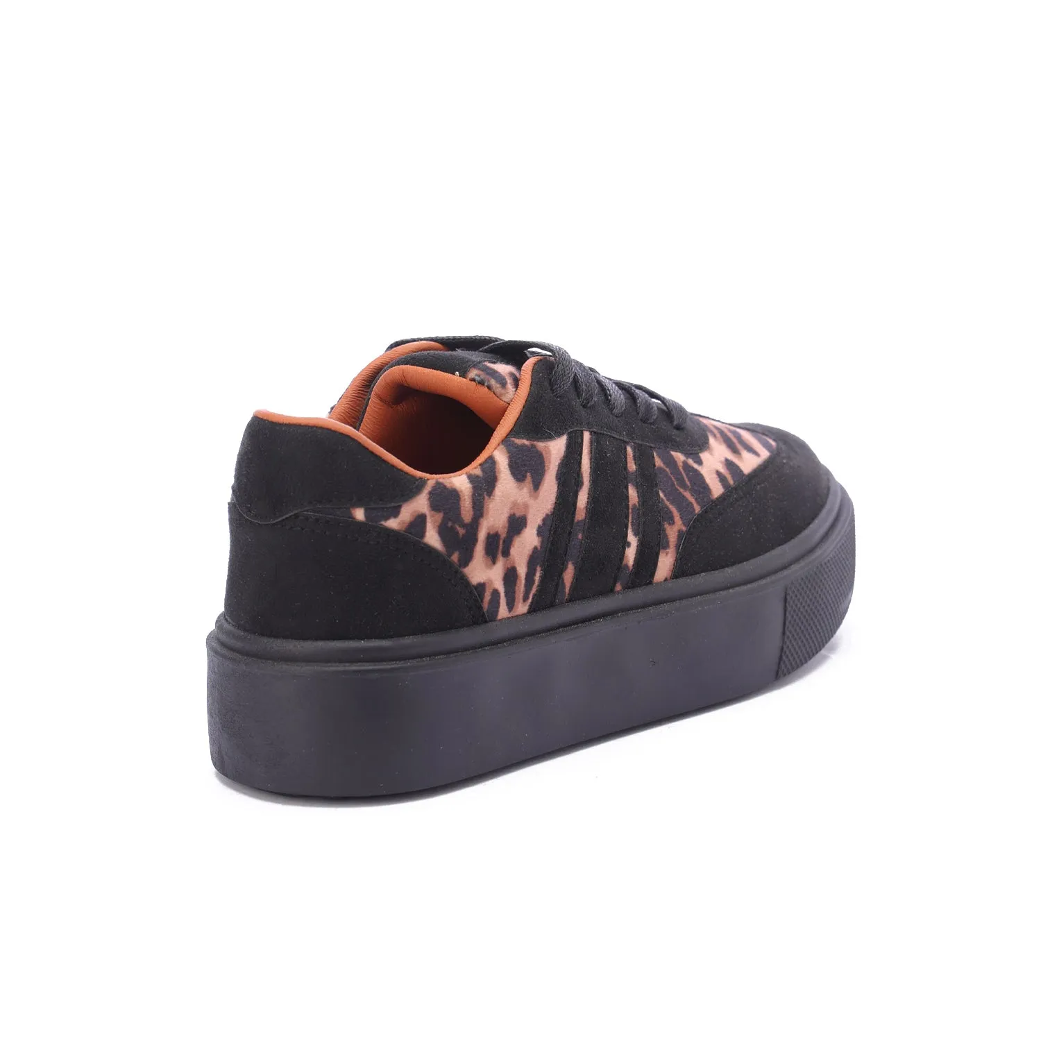 Lace-Up Leopard Suede Sneaker-Black