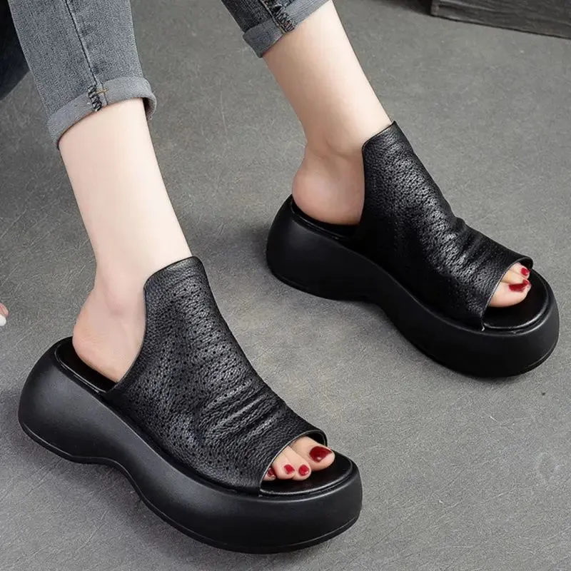 LIMIETTIJD 49% KORTINGVrouwen Ademende Holle-Out Leren Slippers