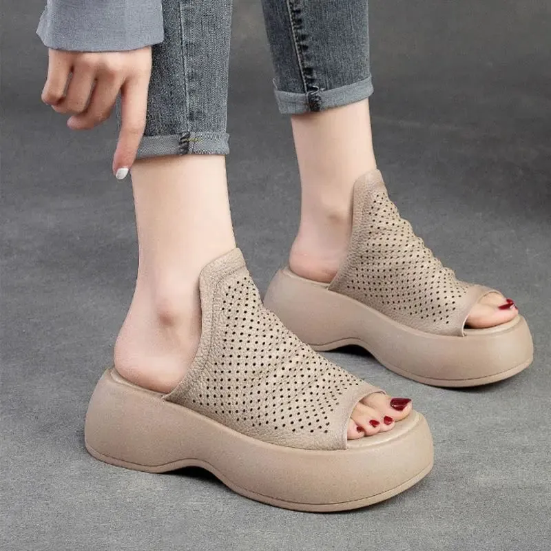 LIMIETTIJD 49% KORTINGVrouwen Ademende Holle-Out Leren Slippers