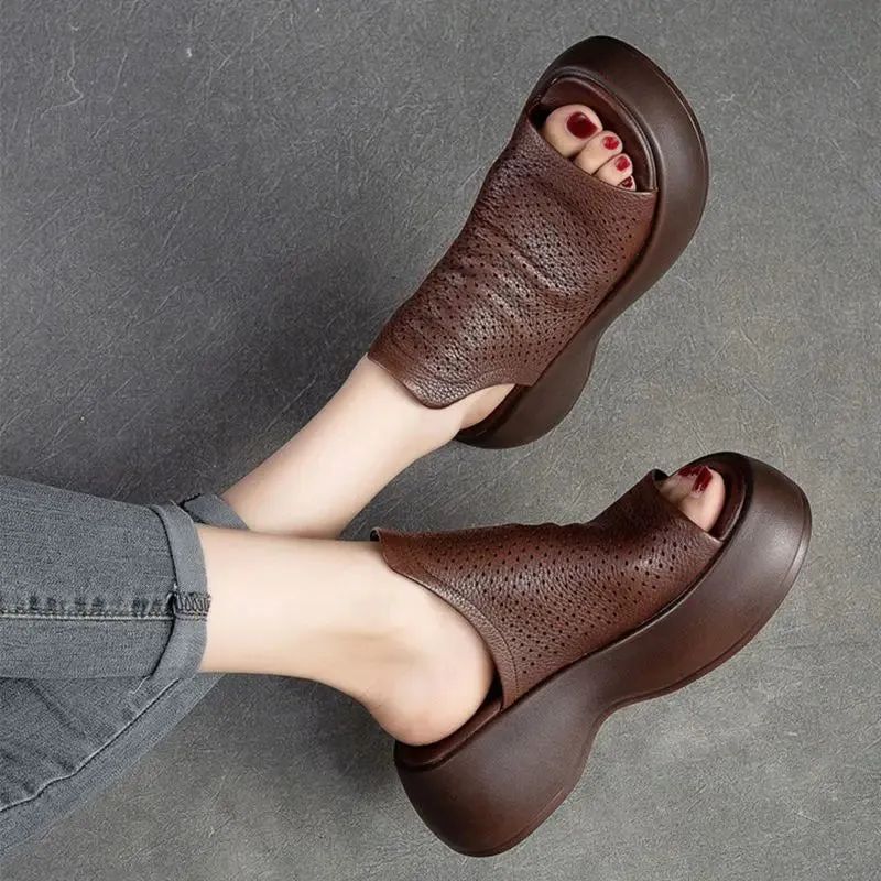 LIMIETTIJD 49% KORTINGVrouwen Ademende Holle-Out Leren Slippers