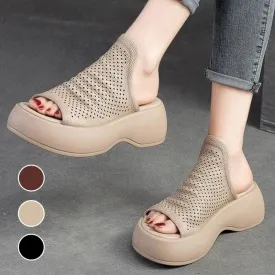 LIMIETTIJD 49% KORTINGVrouwen Ademende Holle-Out Leren Slippers