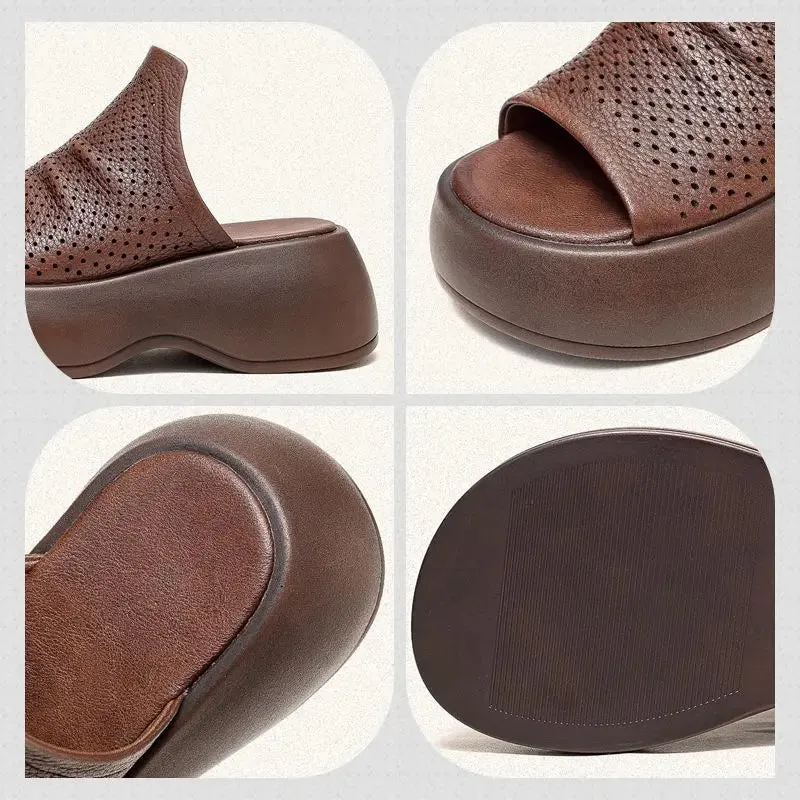 LIMIETTIJD 49% KORTINGVrouwen Ademende Holle-Out Leren Slippers