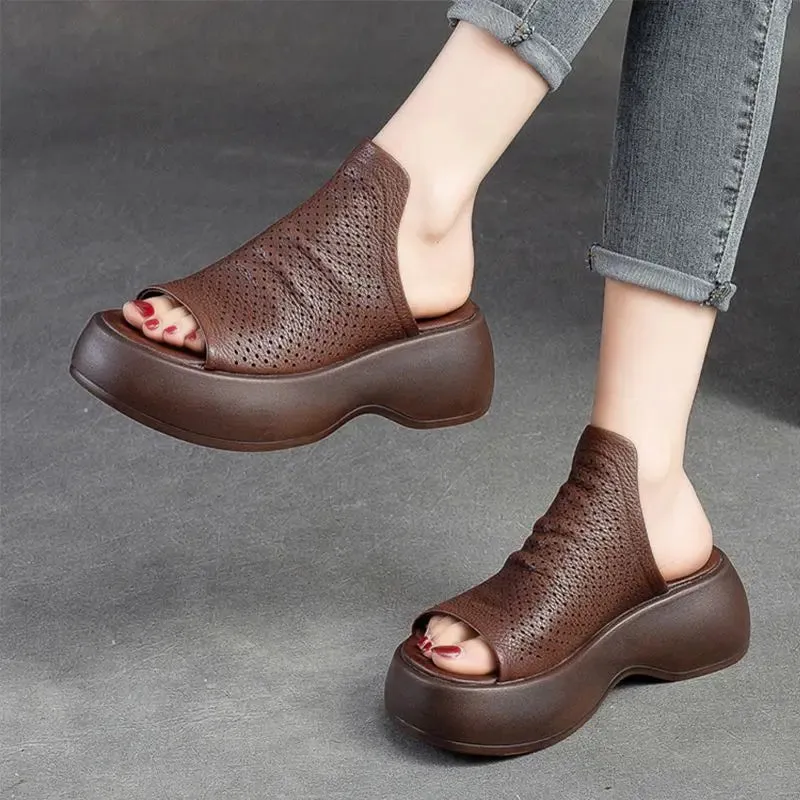 LIMIETTIJD 49% KORTINGVrouwen Ademende Holle-Out Leren Slippers