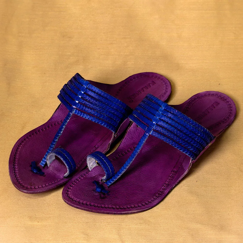 Purple & Blue - Men From Tradition to Trend: Classic Kolhapuri Leather Slippers