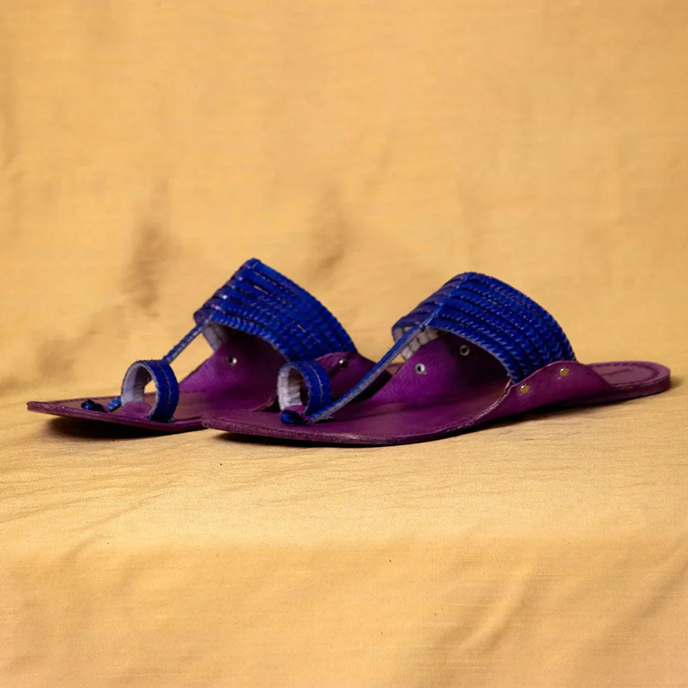 Purple & Blue - Men From Tradition to Trend: Classic Kolhapuri Leather Slippers
