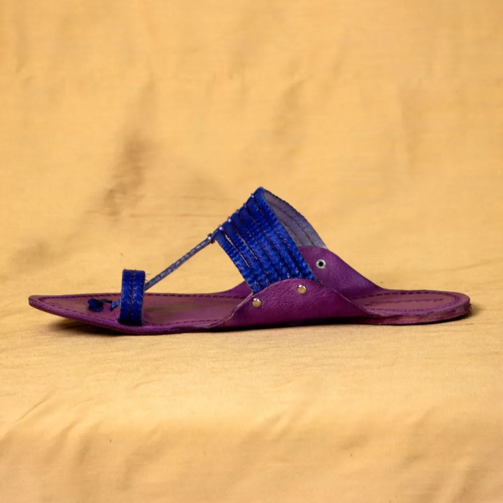 Purple & Blue - Men From Tradition to Trend: Classic Kolhapuri Leather Slippers