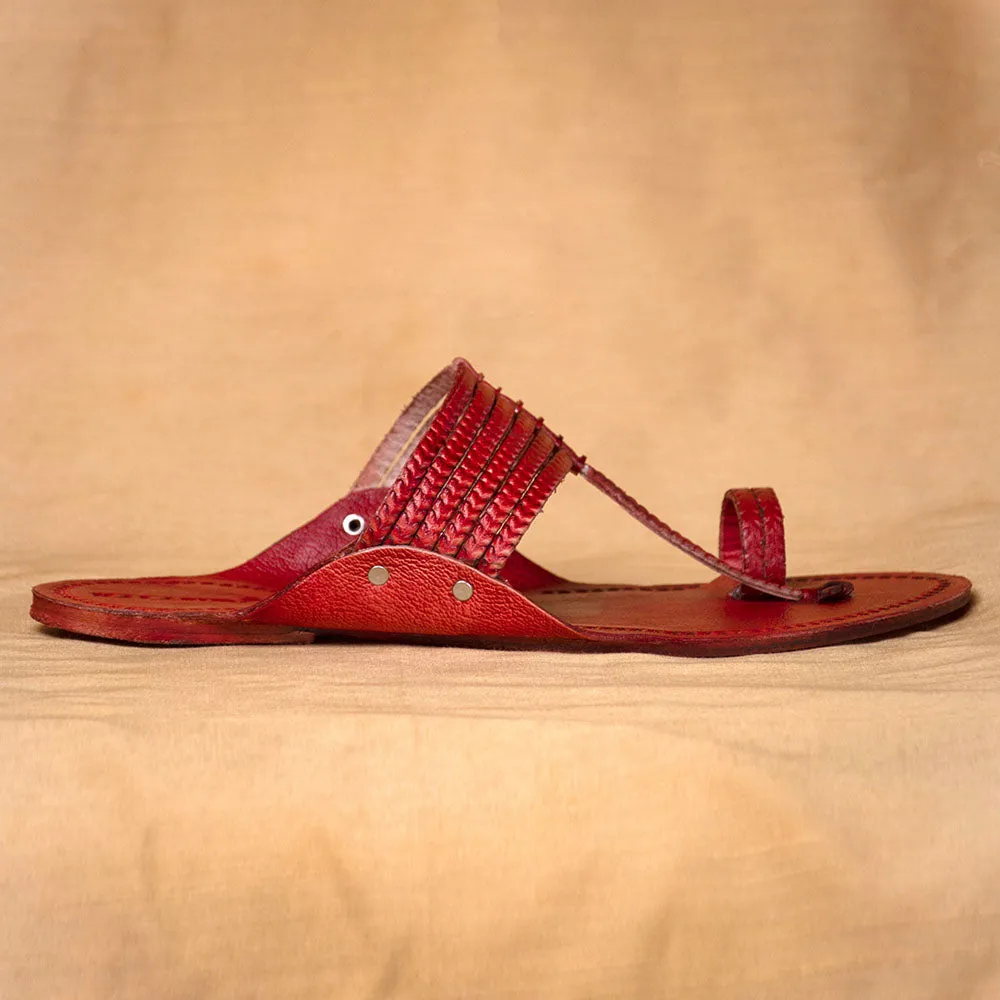 Red - Men Revitalize Your Wardrobe: Classic Kolhapuri Leather Slippers