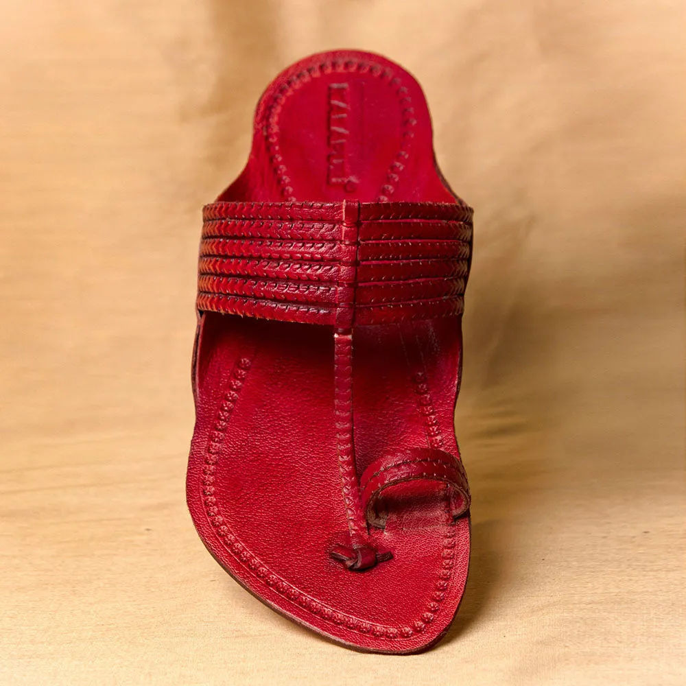 Red - Men Revitalize Your Wardrobe: Classic Kolhapuri Leather Slippers