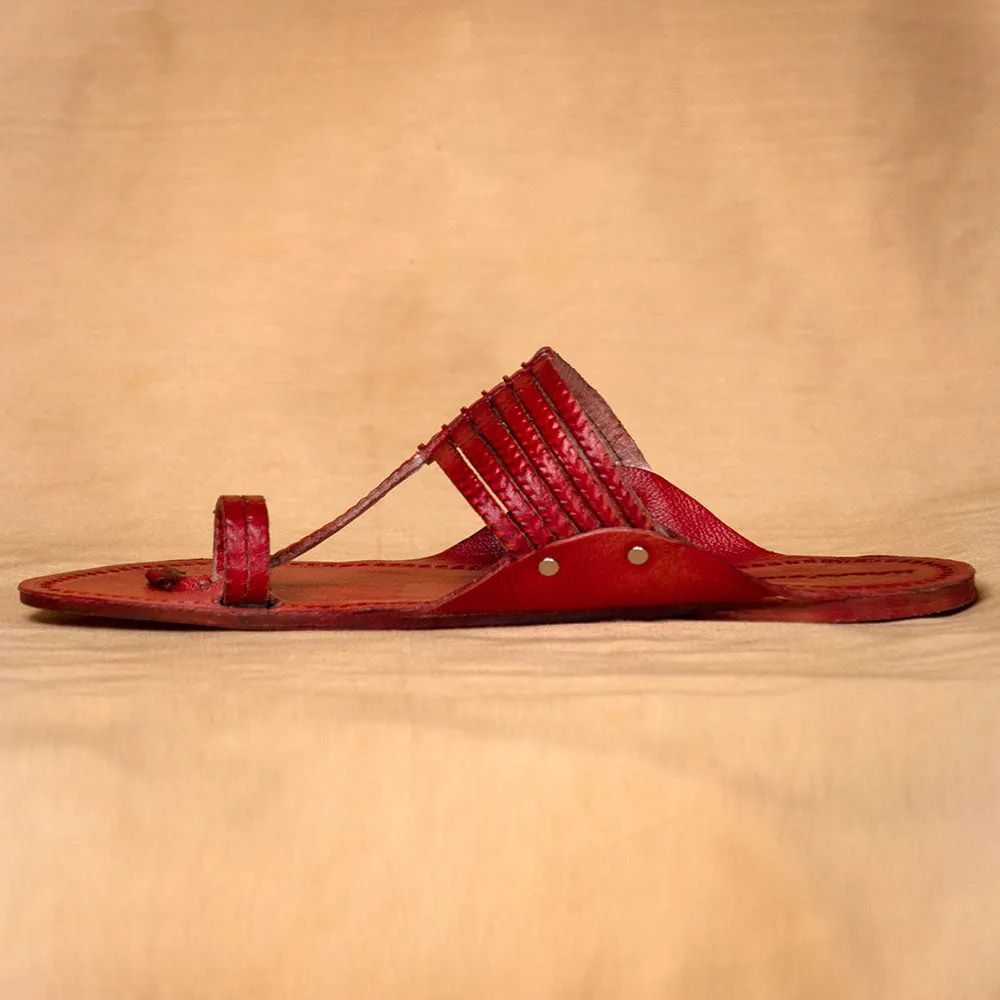 Red - Men Revitalize Your Wardrobe: Classic Kolhapuri Leather Slippers