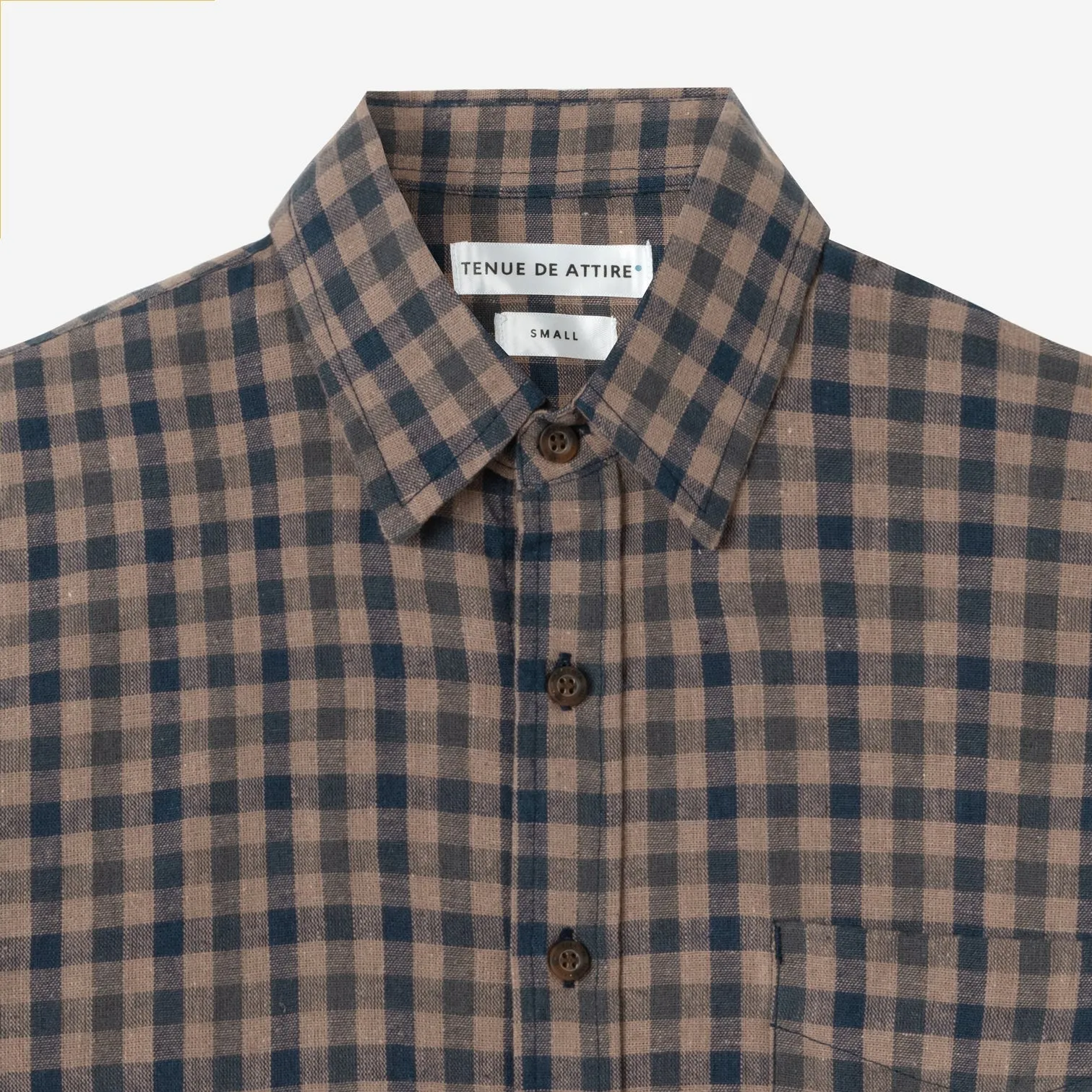 Sunny Vacation Long Sleeve Plaid Shirt - Navy Brown Squared