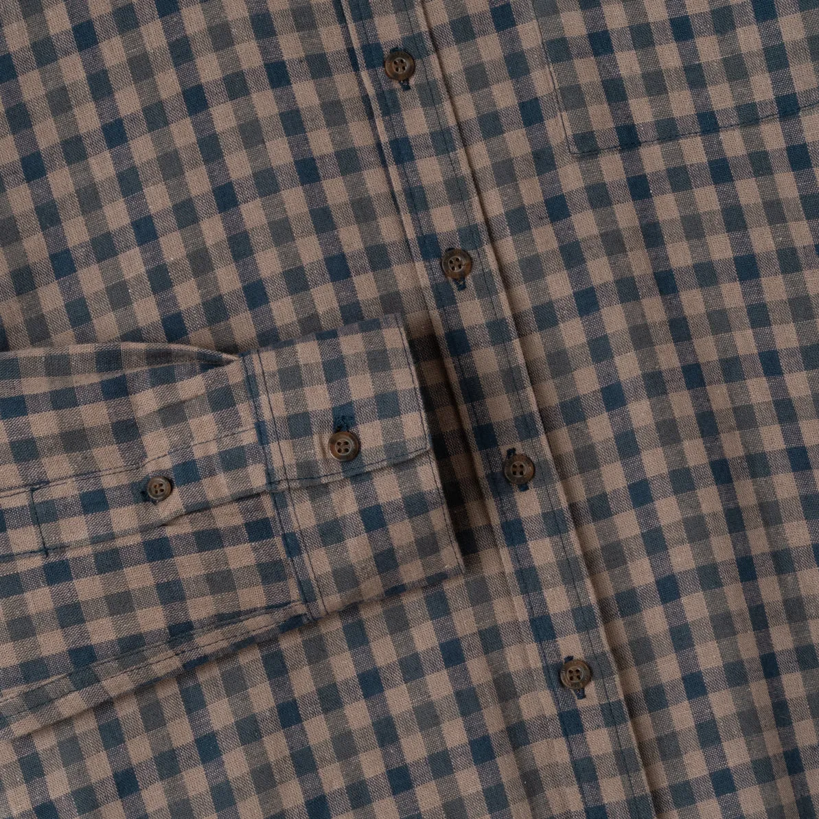 Sunny Vacation Long Sleeve Plaid Shirt - Navy Brown Squared