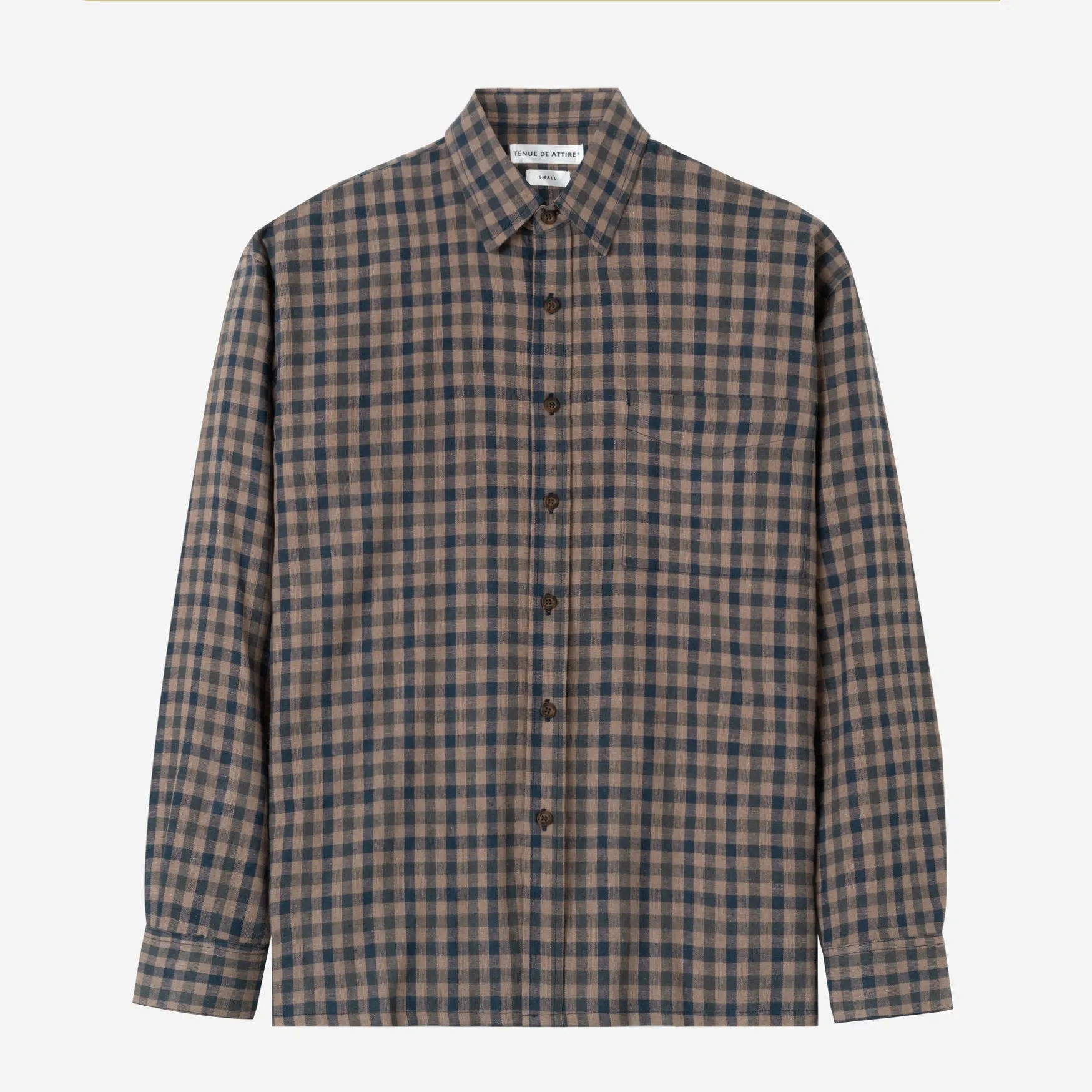 Sunny Vacation Long Sleeve Plaid Shirt - Navy Brown Squared