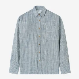 Sunny Vacation Long Sleeve Striped Shirt - Blue Mist